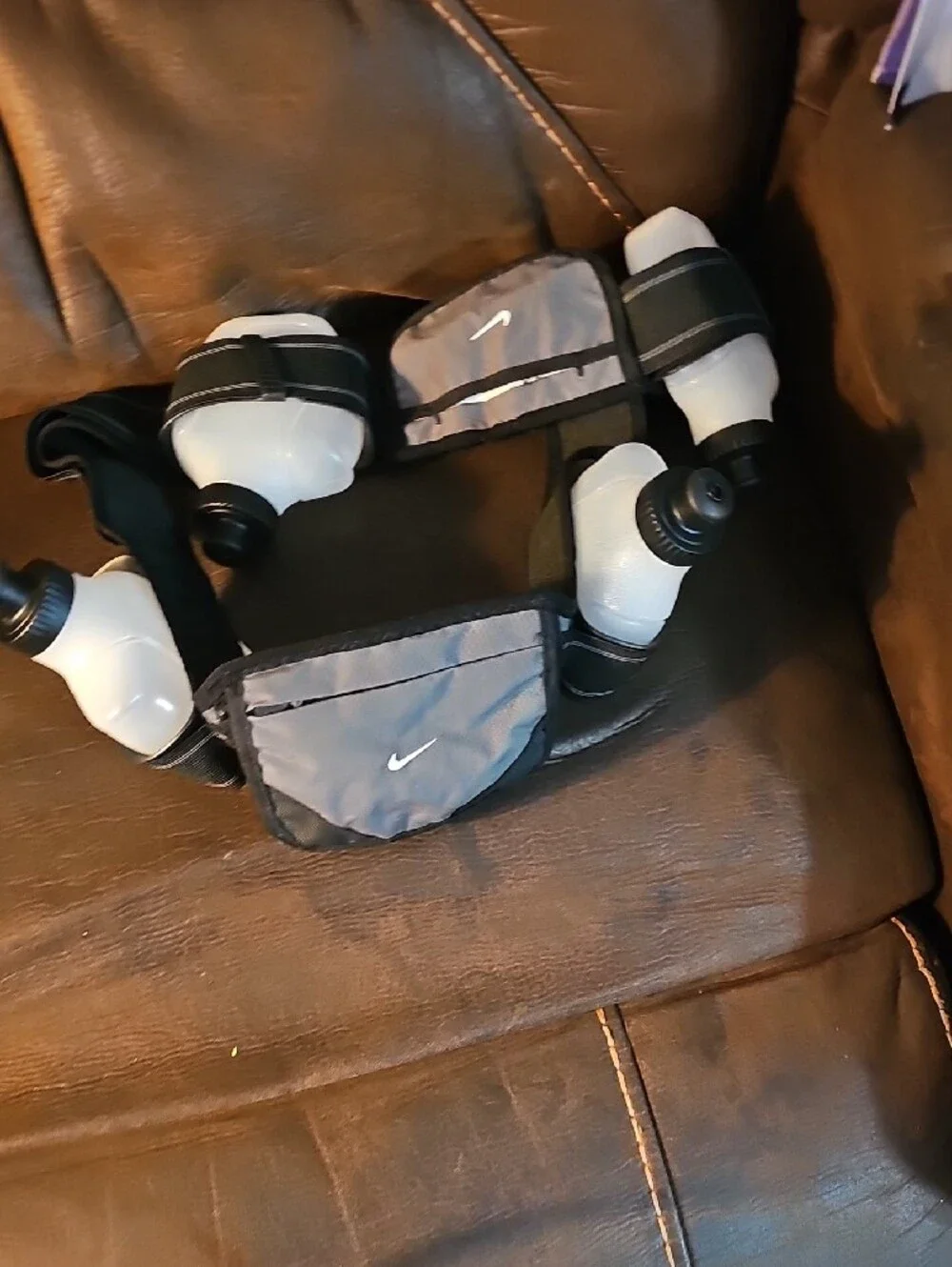 Nike Black Running Hydration Belt with White Bottles